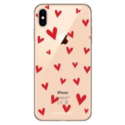 LoveCases iPhone X Hearts Phone Case - Clear Red