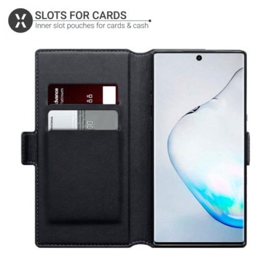 Olixar Slim Genuine Leather Samsung Galaxy Note 10 Wallet Case - Black