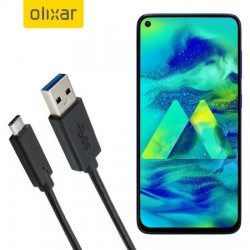 Olixar USB-C Samsung Galaxy M40 Charging Cable - Black 1m