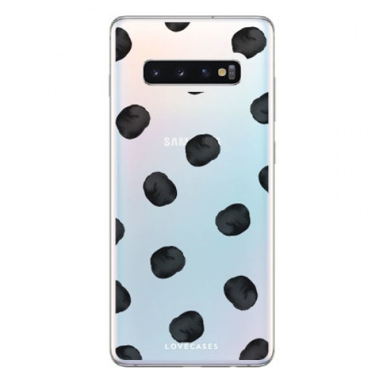 LoveCases Samsung S10 Plus Polka Phone Case - Clear Black