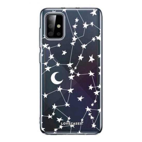 LoveCases Samsung Galaxy A72 Case - White Stars & Moon Case