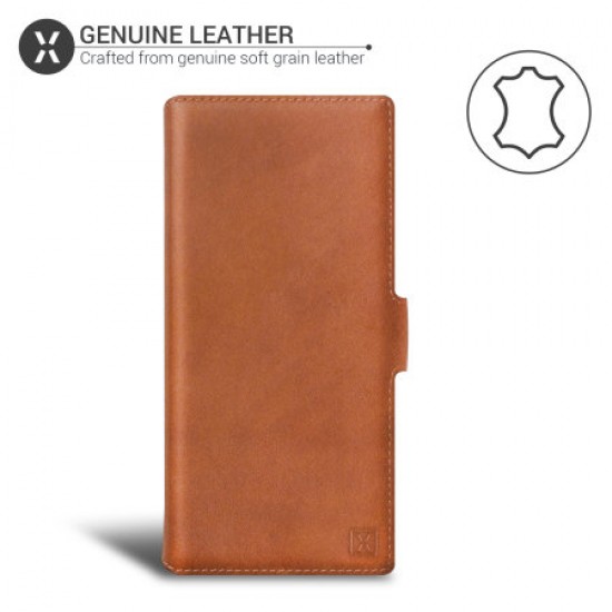 Olixar Genuine Leather Samsung Galaxy Note 20 Wallet Case - Brown