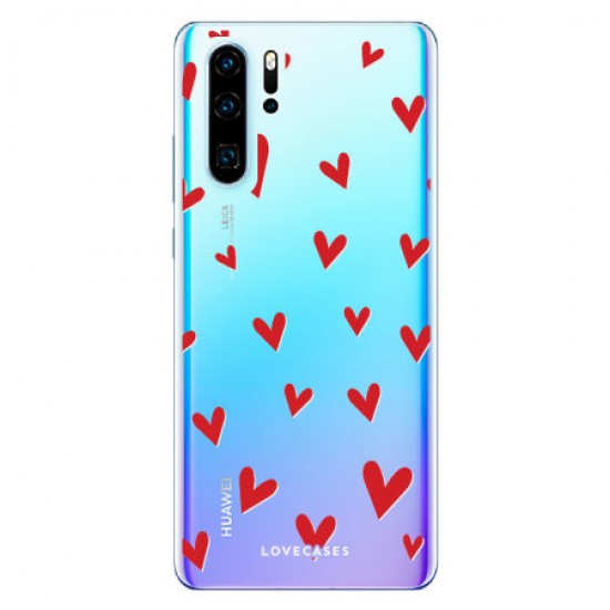 LoveCases Huawei P30 Pro Hearts Phone Case - Clear Red
