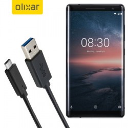 Olixar USB-C Nokia 8 Sirocco Charging Cable - Black 1m