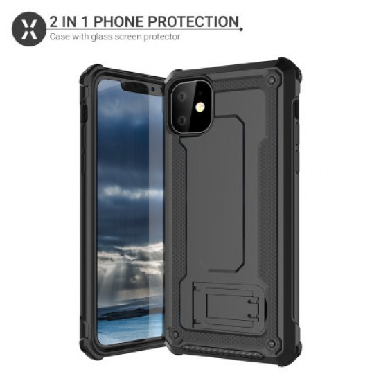 Olixar Manta iPhone 11 Tough Case with Tempered Glass - Black