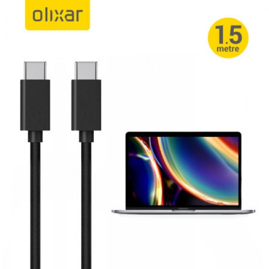 Olixar MacBook Pro 2020 100W Braided USB-C To C Charging Cable - Black