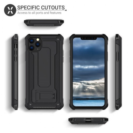 Olixar Manta iPhone 11 Pro Max Tough Case with Tempered Glass - Black