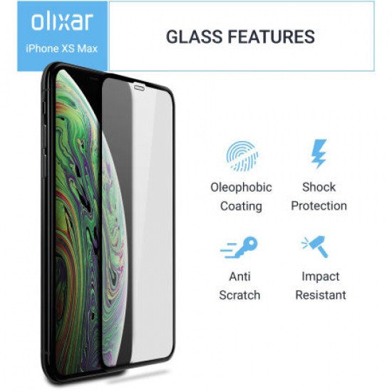 Olixar iPhone XS Max Full Cover Glass Screen Protector - Black