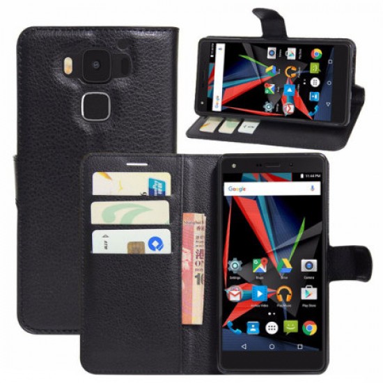 Olixar Leather-Style Archos Diamond 2 Plus Wallet Stand Case - Black