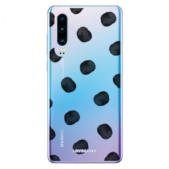 LoveCases Huawei P30 Polka Phone Case - Clear Black