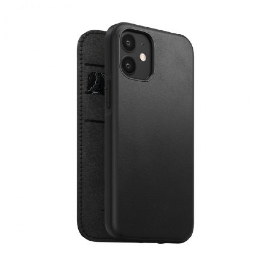 Nomad iPhone 12 mini Rugged Folio Protective Leather Case - Black