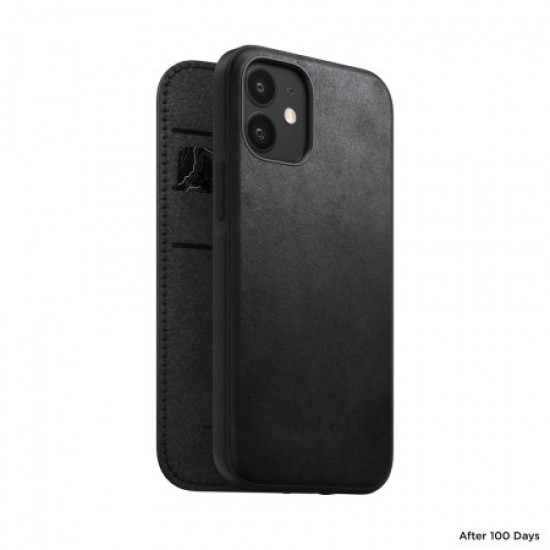 Nomad iPhone 12 mini Rugged Folio Protective Leather Case - Black