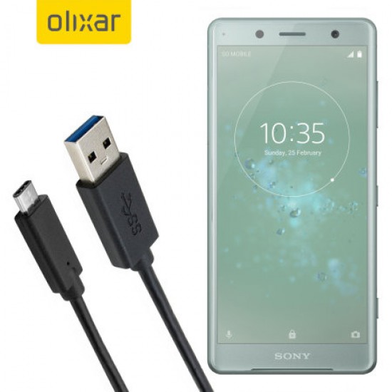 Olixar USB-C Sony Xperia XZ2 Compact Charging Cable - Black 1m