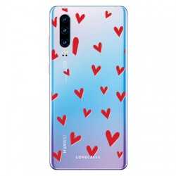 LoveCases Huawei P30 Hearts Phone Case - Clear Red