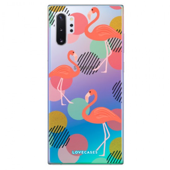 LoveCases Samsung Note 10 Plus Flamingo Phone Case - Clear Multi