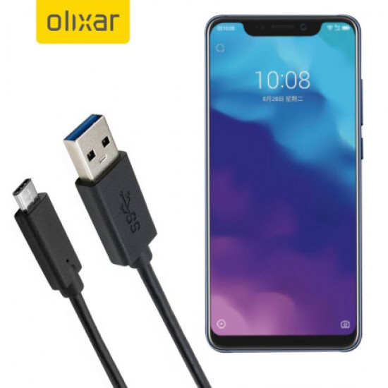 Olixar USB-C ZTE Axon 9 Pro Charging Cable - Black 1m