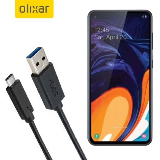 Olixar USB-C Samsung Galaxy A60 Charging Cable - Black 1m