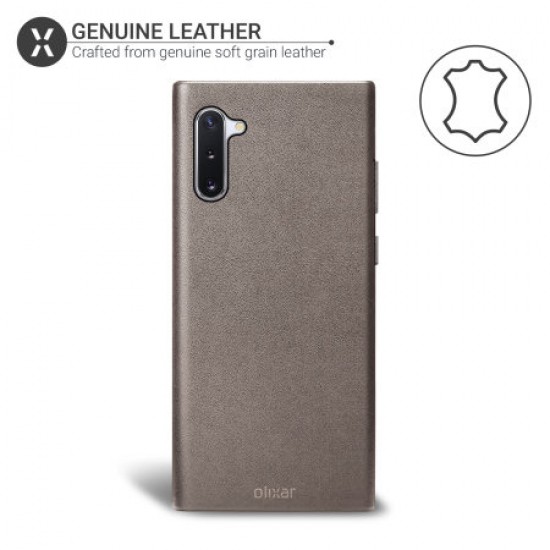 Olixar Genuine Leather Samsung Galaxy Note 10 Case - Grey