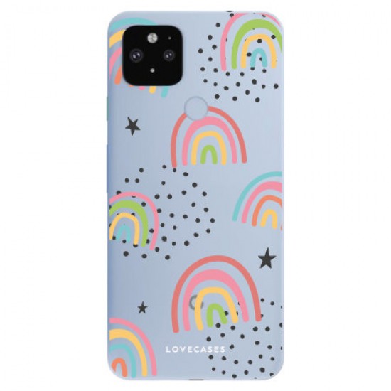 Lovecases Google Pixel 4a 5G Abstract Rainbow Case - Clear