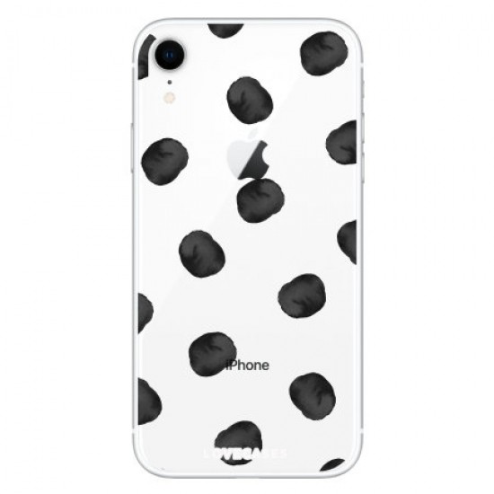 LoveCases iPhone XR Polka Phone Case - Clear Black