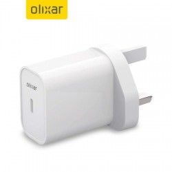 Olixar Power Delivery 20W Single USB-C Wall Charger - UK Plug - White