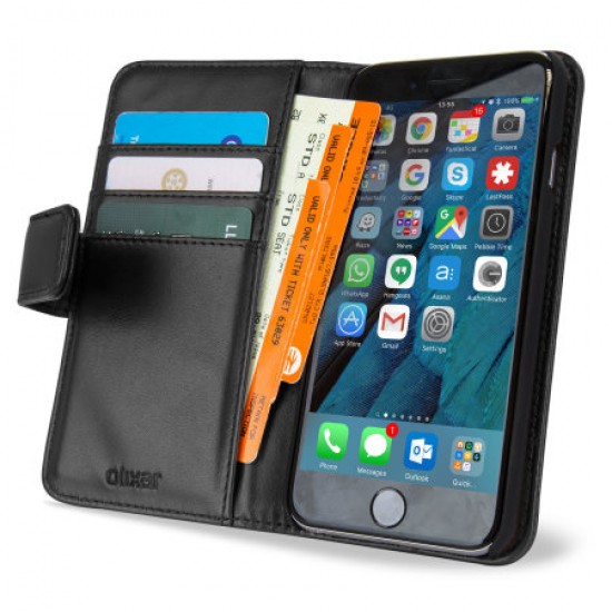 Olixar Genuine Leather iPhone 6 Wallet Case - Black