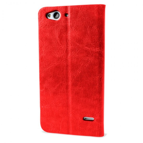 Olixar Leather-Style ZTE Blade S6 Wallet Stand Case - Red