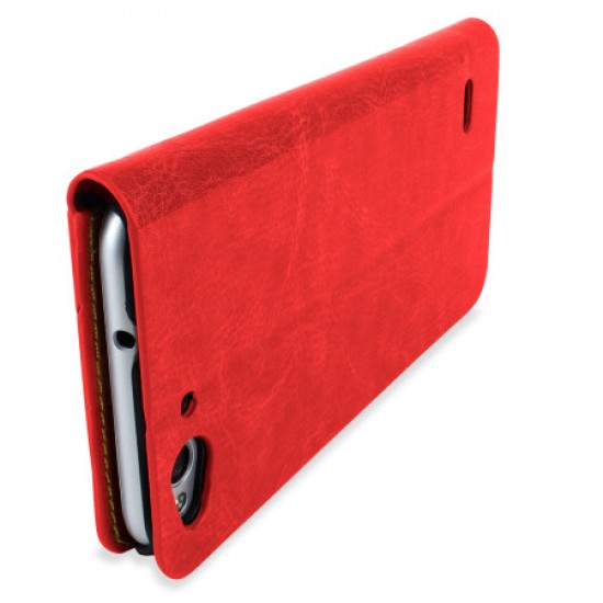 Olixar Leather-Style ZTE Blade S6 Wallet Stand Case - Red