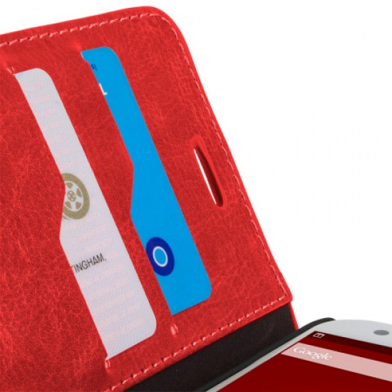 Olixar Leather-Style ZTE Blade S6 Wallet Stand Case - Red