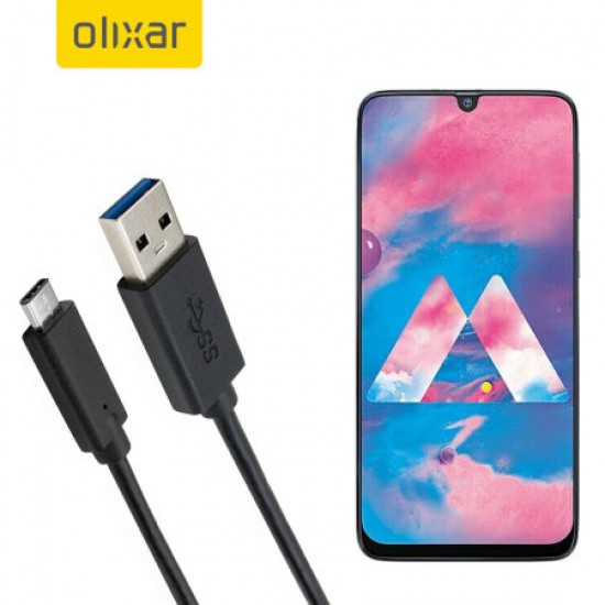 Olixar USB-C Samsung Galaxy M30 Charging Cable - Black 1m