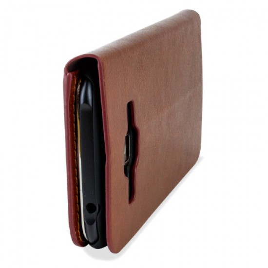 Olixar Leather-Style Samsung Galaxy J1 2015 Wallet Case - Brown