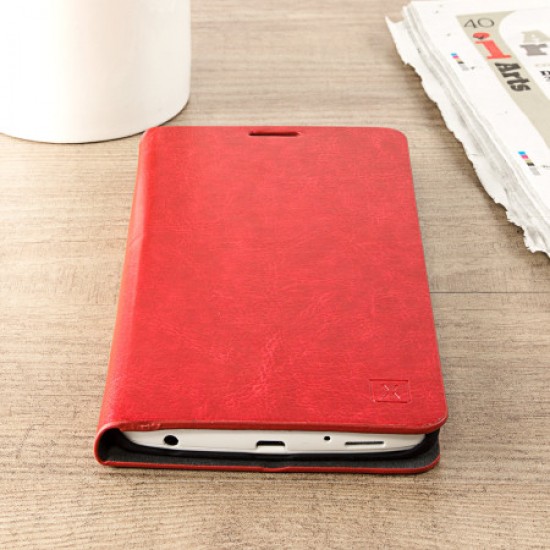 Olixar Leather-Style LG V10 Wallet Stand Case - Red