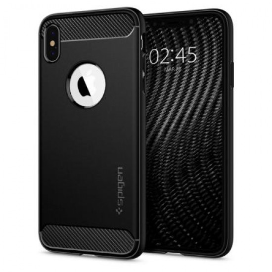 Spigen Rugged Armor iPhone XS Max Tough Carbon Case - Matte Black