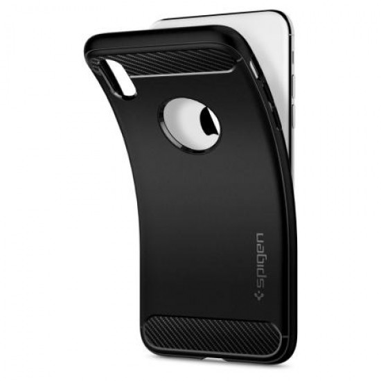 Spigen Rugged Armor iPhone XS Max Tough Carbon Case - Matte Black