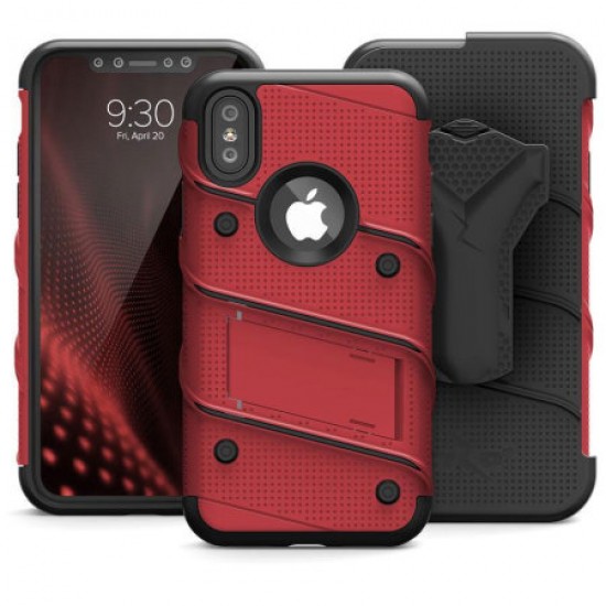 Zizo Bolt iPhone XS Tough Case & Screen Protector - Red / Black