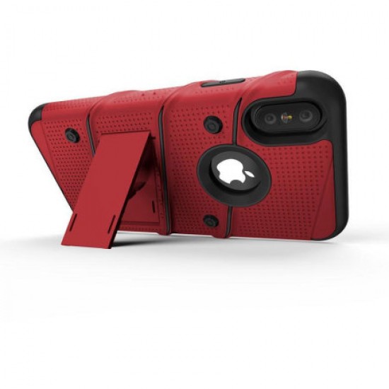 Zizo Bolt iPhone XS Tough Case & Screen Protector - Red / Black