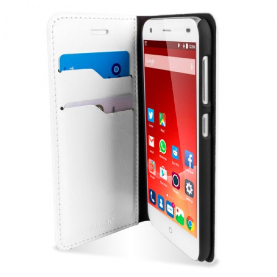 Olixar Leather-Style ZTE Blade S6 Wallet Stand Case - White