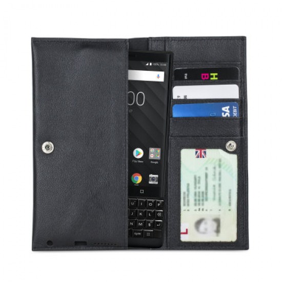 Olixar Primo Genuine Leather BlackBerry KEY2 Pouch Wallet Case - Black