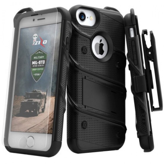 Zizo Bolt Series iPhone 8 / 7 Tough Case & Belt Clip - Black