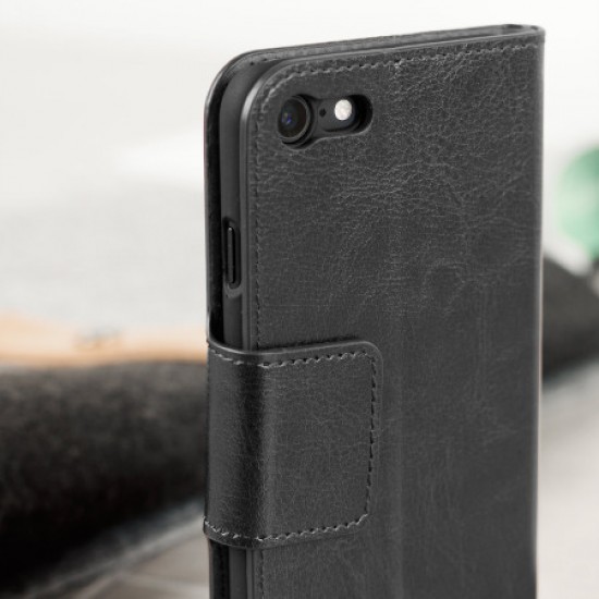 Olixar Leather-Style iPhone 8 Wallet Stand Case - Black