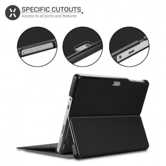 Olixar Leather-style Microsoft Surface Go 1 Folio Stand Case - Black