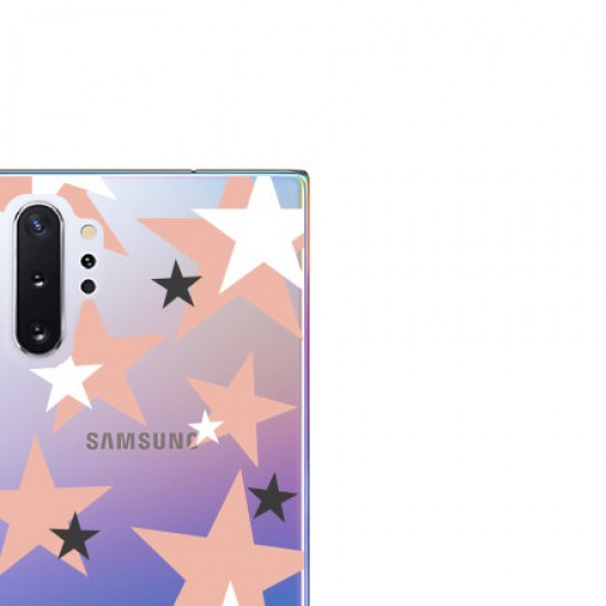 LoveCases Samsung Note 10 Plus Pink Star Clear Phone Case