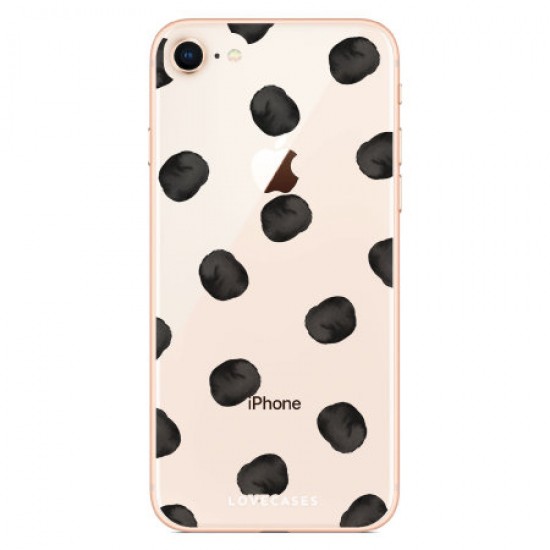 LoveCases iPhone 8 Plus Polka Phone Case - Clear Black