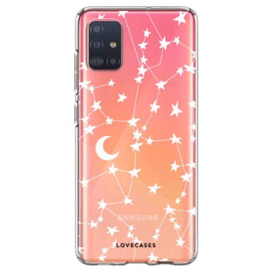 LoveCases Samsung Galaxy A71 Gel Case - White Stars And Moons