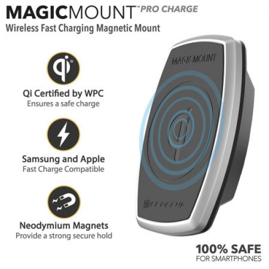 Scosche Magicmount Pro 10W Qi Wireless Air Vent Car Charger - Black