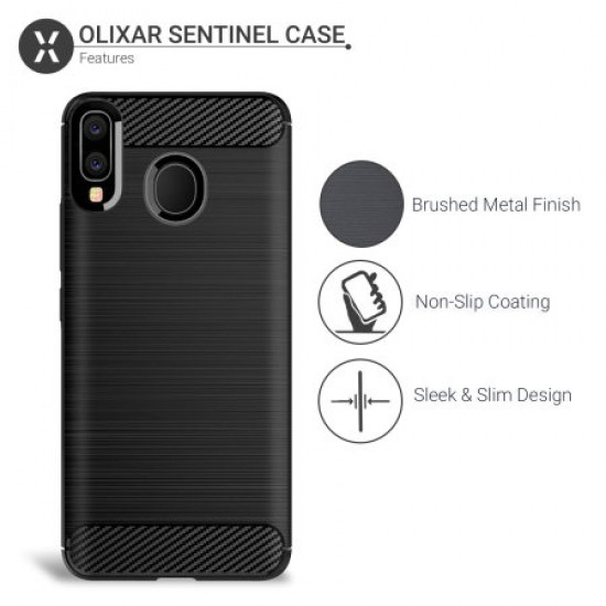 Olixar Sentinel Samsung A20 Case & Glass Screen Protector - Black