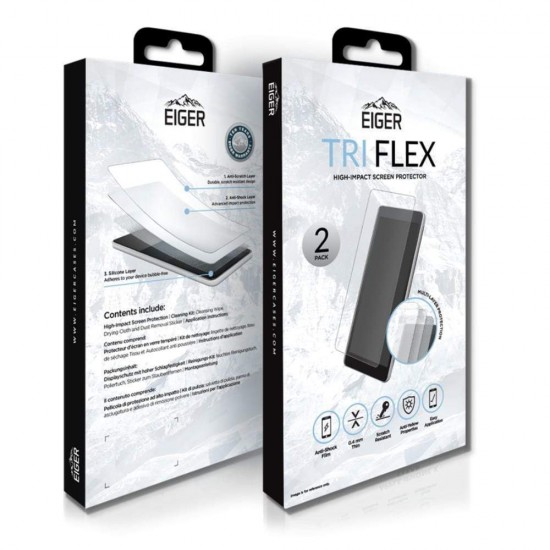 Eiger Tri Flex High-Impact Film Screen Protector (2 Pack) for Xiaomi Redmi Note 