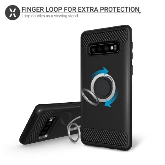 Olixar ArmaRing Samsung Galaxy S10 Plus Finger Loop Tough Case - Black