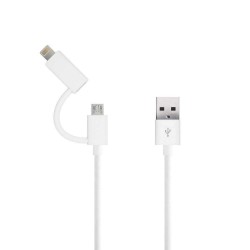 Just Wireless 1.0m 2in1 Apple Lightning and Micro USB Charge and Sync Cable in W