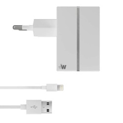 Just Wireless 2.4A EU Mains Charger with Apple Lightning Connector in White
